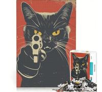Jigsaw Puzzles for Adults1000 Pieces The Vintage Angry Cat Brain Teaser Game Pattern Assembly Great Gift for Gaming 50x75cm