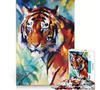 Jigsaw Puzzles for Adults1000 Pieces Tiger Watercolor Painting Brain Teaser Game Pattern Assembly Great Gift for Gaming 38x52cm