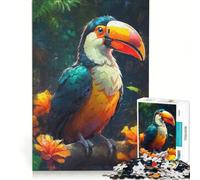 Jigsaw Puzzles for Adults1000 Pieces Toucan Tango in The Jungle Brain Teaser Game Pattern Assembly Great Gift for Gaming 38x26cm