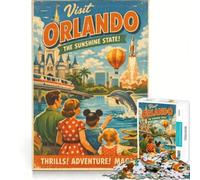 Jigsaw Puzzles for Adults1000 Pieces Travel Poster Orlando, Hands-on Game, Decompressing Intellectual, Suitable for Desktop Decoration 38x52cm