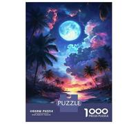 Jigsaw Puzzles for Adults1000 Pieces Tropical Moonlit Beach Scene Adult Jigsaw Puzzle Toy Wall Decor Analysis And Logic Challenging Game Gifts 38x26cm/1000pcs