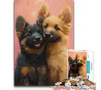 Jigsaw Puzzles for Adults1000 Pieces Two German Shepherd Puppies Toy Intellectual Game Birthday Present Birthday Gifts 38x52cm(1000pcs)