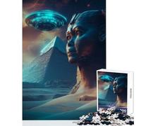 Jigsaw Puzzles for Adults1000 Pieces UFO Over Sphinx And Pyramid Shared Joyful Family Experience Wonderful Christmas Surprise Gifts (38x26cm)