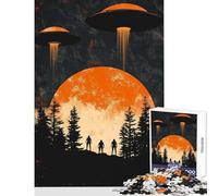 Jigsaw Puzzles for Adults1000 Pieces UFOs Over Forest Impossible Game Perfect Decoration Educational Toy Fun Activities at Home (50X75cm)