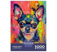 Jigsaw Puzzles for Adults1000 Pieces Vibrant Chihuahua Art -4 Jigsaw for Adults Family Game Wall Decoration Challenging Game Gifts 38x26cm/1000pcs
