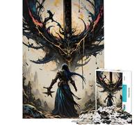Jigsaw Puzzles for Adults1000 Pieces Warrior Facing A Dark Entity Difficult And Challenge Difficult Hard Fun Games for And from 14 Years And over (38x26cm)