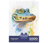 Jigsaw Puzzles for Adults1000 Pieces Watercolor Alligator Portrait Puzzle for Adults Brain Teaser Game A Work of Art Fun Activities at Home 38x26cm/1000pcs