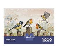 Jigsaw Puzzles for Adults1000 Pieces Watercolor Birds on Fence Teenager Puzzles Relax Games A Work of Art Unique Birthday And Xmas Gifts 52x38cm/1000pcs