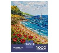 Jigsaw Puzzles for Adults1000 Pieces Where Poppies Meet The Waves Puzzle for Adults Brain Teaser Game A Work of Art Fun Activities at Home 52x38cm/1000pcs