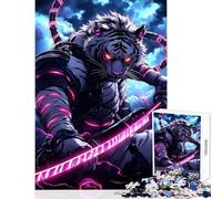 Jigsaw Puzzles for Adults1000 Pieces White Tiger Samurai Animal Anti-Stress Toys Gift Birthday Hands-on Game Fun at Home Activities, Size 38x52cm