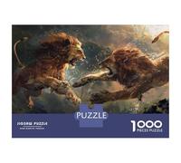 Jigsaw Puzzles for Adults1000 Pieces Wild Lion Battle Art Print Jigsaws for Adults Family Game Analysis And Logic Christmas Birthday Gifts 52x38cm/1000pcs
