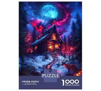 Jigsaw Puzzles for Adults1000 Pieces Winter Cabin Under A Cosmic Sky Adult Puzzles Fun Games Difficult Challenge Fun at Home Activities, 38x26cm/1000pcs
