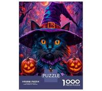 Jigsaw Puzzles for Adults1000 Pieces Witch Cat Jigsaws for Adults Hands-on Game Enhance Memory Fun Activities at Home 38x26cm/1000pcs
