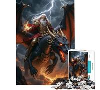 Jigsaw Puzzles for Adults1000 Pieces Wizard Riding A Dragon in Storm Addictive Toys to Cultivate Patience Family Games Perfect Decoration Funny Gifts (Size 50x75cm)