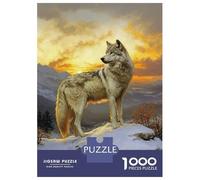 Jigsaw Puzzles for Adults1000 Pieces Wolf at Sunset Puzzle for Adults Brain Teaser Game A Work of Art Fun Activities at Home 52x38cm/1000pcs
