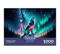 Jigsaw Puzzles for Adults1000 Pieces Wolf Howling at Aurora Borealis Jigsaws for Adults Family Game Analysis And Logic Christmas Birthday Gifts 38x26cm/1000pcs