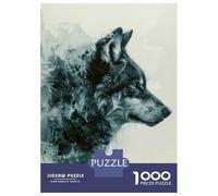 Jigsaw Puzzles for Adults1000 Pieces Wolf Profile Painting Adult Puzzles Fun Games Difficult Challenge Fun at Home Activities, 52x38cm/1000pcs