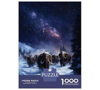 Jigsaw Puzzles for Adults1000 Pieces Woolly Mammoths Under The Night Sky Puzzle for Adults Brain Teaser Game A Work of Art Fun Activities at Home 70x50cm/1000pcs