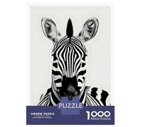 Jigsaw Puzzles for Adults1000 Pieces Zebra Portrait Black And White Jigsaw for Adults Family Game Precision Cutting Unique Birthday And Xmas Gifts 38x26cm/1000pcs