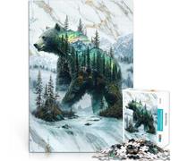 Jigsaw Puzzles for Adults2000 Piece Misty Mountain Bear Made of cardboard，for age 14 years and over Educational toys Artists' Collection, Fine Arts。size：70x100cm/27.5x39.3inch