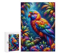 Jigsaw Puzzles for Adults300 PCS A Vivid Image of A Tropical Bird with Neon Plumage, Set within A Dense Rainforest. The Bir Teenagers Puzzles Relaxing Games For Family Fun Fun Activities at Home 300 P