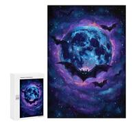 Jigsaw Puzzles for Adults300 PCS Bats Flying in Front of Moon Adult Puzzles Brain Teaser Game Home Decoration Help The Brain Exercise 300 PCS