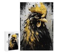 Jigsaw Puzzles for Adults300 PCS Black And Gold Rooster Puzzle for Adults DIY Toys Staycation Kill Time Fun at Home Activities, 300 PCS