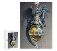 Jigsaw Puzzles for Adults300 PCS Blue Dragon with Golden And Silver Trees Adult Puzzles Brain Teaser Game Home Decoration Help The Brain Exercise 300 PCS