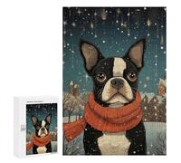 Jigsaw Puzzles for Adults300 PCS Boston Terrier Art Piece Puzzle for Adults DIY Toys Staycation Kill Time Fun at Home Activities, 300 PCS