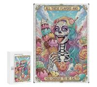 Jigsaw Puzzles for Adults300 PCS Candy Skull with Ice Cream Adult Puzzles Brain Teaser Game Home Decoration Help The Brain Exercise 300 PCS