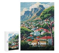 Jigsaw Puzzles for Adults300 PCS Cape Town, South Africa Illustration Adult Puzzles Brain Teaser Game Home Decoration Help The Brain Exercise 300 PCS