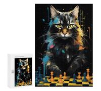 Jigsaw Puzzles for Adults300 PCS Cat Chess Master Portrait Puzzle for Adults DIY Toys Staycation Kill Time Fun at Home Activities, 300 PCS