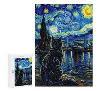 Jigsaw Puzzles for Adults300 PCS Cat Gazing at Starry Night Jigsaw for Adults Brain Teaser Game Pattern Assembly Unique Birthday And Gifts 300 PCS
