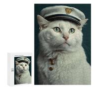 Jigsaw Puzzles for Adults300 PCS Cat in Captain's Hat Puzzle for Adults DIY Toys Staycation Kill Time Fun at Home Activities, 300 PCS