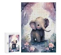 Jigsaw Puzzles for Adults300 PCS Charming Elephant in Blossom Forest Puzzle for Adults Fun Games Wall Decoration Deal As Gifts for The Whole Family 300 PCS