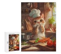 Jigsaw Puzzles for Adults300 PCS Chef Cute Cartoon Cat Adult Jigsaw Puzzle Hands-on Game But Fun And Humorous Stress Reduction Gifts 300 PCS