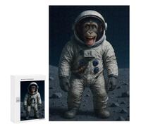 Jigsaw Puzzles for Adults300 PCS Chimpanzee Astronaut on The Moon Adult Puzzles Brain Teaser Game Home Decoration Help The Brain Exercise 300 PCS