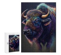 Jigsaw Puzzles for Adults300 PCS Colorful Bison Portrait-1 Adult Jigsaw Puzzle Hands-on Game But Fun And Humorous Stress Reduction Gifts 300 PCS