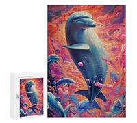 Jigsaw Puzzles for Adults300 PCS Colorful Dolphins Underwater Teenagers Puzzles Anti-Stress Toys Presents for Women Fun Activities at Home 300 PCS