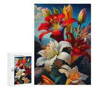 Jigsaw Puzzles for Adults300 PCS Colorful Lily Bouquet Painting Jigsaw for Adults Brain Teaser Game Pattern Assembly Unique Birthday And Gifts 300 PCS