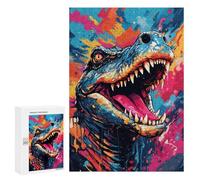 Jigsaw Puzzles for Adults300 PCS Colorful T-Rex Art Print Adult Jigsaw Puzzles For Family Fun Fun Activities at Home Challenging Family Fun Game 300 PCS
