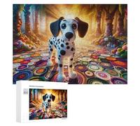 Jigsaw Puzzles for Adults300 PCS Crochet Dalmatian Forest Rug Teenagers Puzzles Anti-Stress Toys Presents for Women Fun Activities at Home 300 PCS
