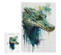 Jigsaw Puzzles for Adults300 PCS Crocodile Watercolor Puzzle for Adults DIY Toys Staycation Kill Time Fun at Home Activities, 300 PCS