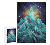 Jigsaw Puzzles for Adults300 PCS Crystal Mountain Under Starry Sky Adult Puzzles Brain Teaser Game Home Decoration Help The Brain Exercise 300 PCS