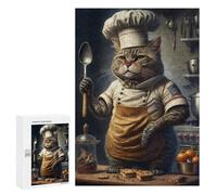 Jigsaw Puzzles for Adults300 PCS Culinary Cat Chef -3 Puzzle for Adults Fun Games Wall Decoration Deal As Gifts for The Whole Family 300 PCS