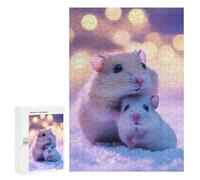 Jigsaw Puzzles for Adults300 PCS Cute Hamsters in Snow Adult Puzzles Family Games Home Decoration Christmas Birthday Gifts 300 PCS