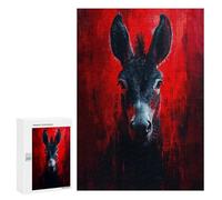 Jigsaw Puzzles for Adults300 PCS Donkey Portrait in Red Jigsaw for Adults Brain Teaser Game Pattern Assembly Unique Birthday And Gifts 300 PCS