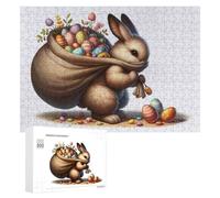 Jigsaw Puzzles for Adults300 PCS Easter Bunny with Eggs Bag Teenagers Puzzles Anti-Stress Toys Presents for Women Fun Activities at Home 300 PCS