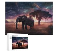 Jigsaw Puzzles for Adults300 PCS Elephant Under A Starry Sky Teenagers Puzzles Anti-Stress Toys Presents for Women Fun Activities at Home 300 PCS