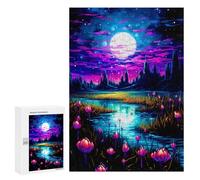 Jigsaw Puzzles for Adults300 PCS Enchanted Night Pond -1 Puzzle for Adults Fun Games Wall Decoration Deal As Gifts for The Whole Family 300 PCS